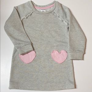 Gray dress w silver sparkles throughout.
